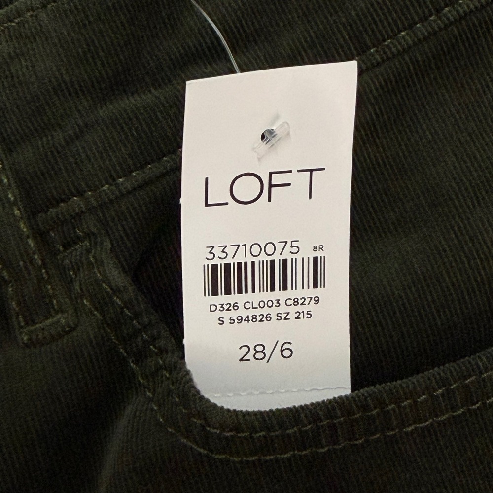 LOFT Corduroy Pants Womens 28/6 Olive Green The Skinny High Rise Stretch NWT - Picture 4 of 16